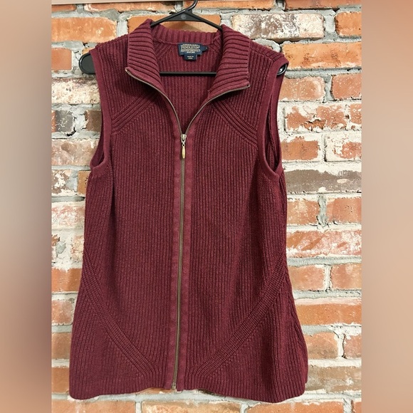 Pendleton Cable Knit Cashmere Blend Burgundy Knit Vest Size L - Picture 1 of 7